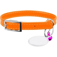 Ошейник Waudog Glamour с QR паспортом для котов кожаный оранжевый 9 мм (32484): undefined undefined