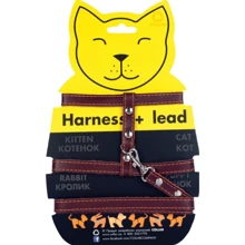 Шлея с поводком Collar кошачья кожаная на планшете 12 мм 22-30 см 122 см коричневая (05466): Производитель Collar