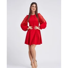 Платье ISSA PLUS 11254A 42 красное вечернее до середины бедра: Состав Лайкра, Полиэстер