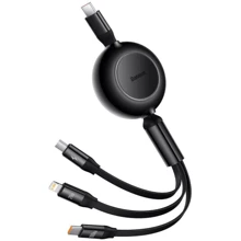 Кабель Baseus Cable USB-C to Micro USB/Lightning/Type-C Bright Mirror 2 Series 100W 1.1m Black (CAMJ010201): Тип USB-C - Lightning/microUSB/USB-C