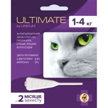 Капли Unicum Ultimate от блох, клещей, вшей и власоедов для котов весом 1-4 кг s-метопрен, фипронил 0.6 мл (UL-041): Тип Капли