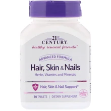 21st Century Hair, Skin & Nails, Advanced Formula, 50 Tablets: Тип Мультивитамины