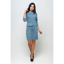 Платье FLFashion Джорджия КПД 1414 44 голубое деловое до середины бедра: Состав Эластан, Полиэстер, Вискоза