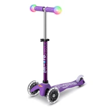Самокат Micro Mini Deluxe Magic – Фиолетовый (до 50 кг, 3-х колесный, свет) MMD129: Количество колес 3