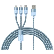 Кабель Baseus USB Cable to Lightning/microUSB/USB-C StarSpeed Fast Charging 3.5A 1.2m Blue (CAXS000017): Тип USB Cable - Lightning/microUSB/USB-C