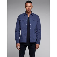 Рубашка Jack & Jones 20694932 50 синяя с длинным рукавом: Длина рукава Длинный