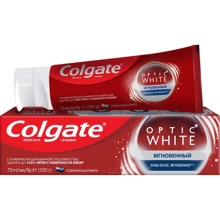 Colgate Зубная паста Optic White Мгновенный эффект 75 мл: Назначение Ароматизация, Комплексная защита, От зубного налета, Отбеливание, Очищение, Свежесть дыхания