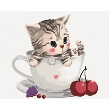 Картина за номерами Brushme Котик у чашці 40х50 см (BS8396): Виробник Brushme