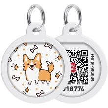 Адресник металевий WAUDOG Smart ID з QR паспортом малюнок Корги 30 мм (230-0212): Виробник WAUDOG
