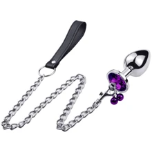 Анальная пробка с кристаллом, колокольчиком и поводком Silver Purple (размер S): Для кого Унисекс