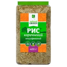 Рис коричневый цельнозерновой нешлифованный, Natural Green, 400 г (WT3148): Вес нетто 400 г