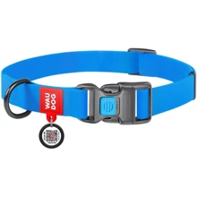 Нашийник для собак WAUDOG Waterproof c QR-паспортом металева пряжка-фастекс 20 ммx24-40 см блакитний (27452): Виробник WAUDOG