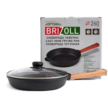 Сковорода Brizoll Optima чугунная с крышкой 260х49см (O2640-P-C): Тип сковороды Традиционная