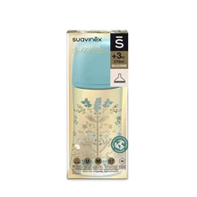 Бутылочка Suavinex Gold Edition, физиологическая соска, средний поток голубая 270 мл (307872): Материал пластик