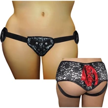 Трусы для страпона Sportsheets - Plus Grey & Black Lace Corsette Strap On: Для кого Для женщин