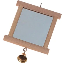 Игрушка для птиц Flamingo Wooden Mirror зеркало в деревянной раме с колокольчиком 13х10 см: undefined undefined