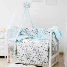 Постельный комплект 8 эл. Twins Romantic Spring collection 4024-TR-14, Butterfly mint, мятный: Тип постельный комплект