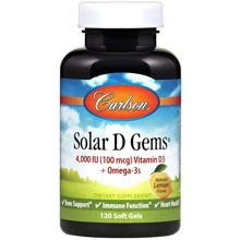 Carlson Labs Solar D Gems 4,000 IU 120 Soft Gels Вітамін D + Омега-3: Тип вітамін D