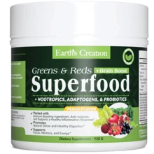 Earth‘s Creation Superfoods Greens and Reds Зеленые и красные суперпродукты для мозговой активности 537 г вкус персик: Форма выпуска Порошок