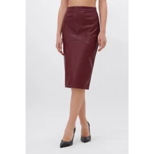 Спідниця FashionUp YUB-1077B-S 42 бордова олівець подовжена міді: Матеріал екокожа