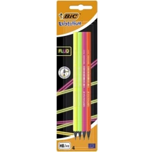 Набір олівців чорнографітних 4 шт шестикутних BIC Evolution Fluo HB 4 кольори (3086123446199): Тип прості