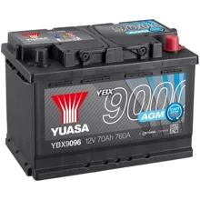 Автомобільний акумулятор Yuasa 12V 70Ah AGM Start Stop Plus Battery (YBX9096): Ємність, Ач 70