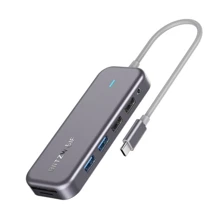 Адаптер BlitzWolf Adapter USB-C to USB-C+4xUSB+HDMI+VGA+RJ45+3.5mm+SD/TF Grey (BW-TH8): Колір сірий