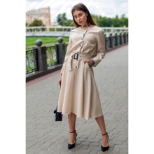 Платье FLFashion Плутос ХПП 3211 44 бежевое повседневное удлиненное миди: Состав Лен