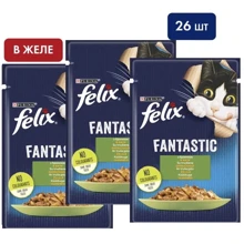Вологий корм для котів Felix Fantastic із кроликом у желе 26х85 г (7613039835500): Тип вологий корм