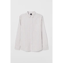 Рубашка H&M 7660839 50 бежевая с длинным рукавом: Длина рукава Длинный