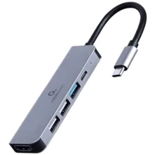 Адаптер Adapter USB-C to 3xUSB+USB-C+HDMI (A-CM-COMBO5-03): Колір серый