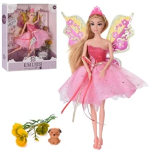Кукла LimoToy Эмилия шарнирная фея с крыльями c собачкой 29 см (M 5650 UA): Возраст от 3 лет