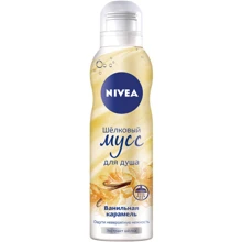 Nivea Care Shower Silk Mousse Шелковый мусс для душа Ванильная карамель 200 ml: Назначение Очищение