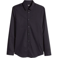 Рубашка H&M 3402663 50 черная с длинным рукавом: Длина рукава Длинный