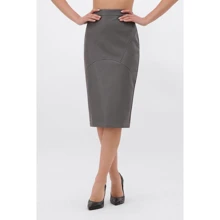 Спідниця FashionUp YUB-1077C-M 44 сіра олівець подовжена міді: Матеріал екокожа