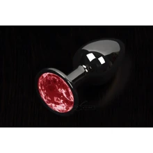 Пикантные штучки, Большая графитовая анальная пробка с кристаллом - 8.5x4 см, красный: Для кого Унисекс