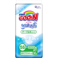 Підгузки GOO.N для маловесних новонароджених до 1 кг (р. SSSSS, плоскі, унісекс, 30 шт) (753864): Тип Підгузки