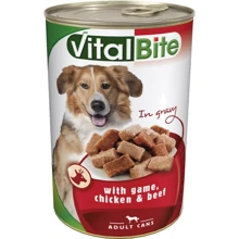 Вологий корм VitalBite для дорослих собак з дичиною, куркою і яловичиною 1.24 кг (5999546174373): Тип вологий корм