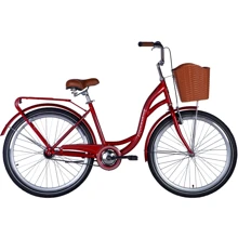 Велосипед Dorozhnik ST 26" AQUAMARINE тормозная рама- с багажником задн St с корзиной Pl с крылом St 2024 (бордовый) (OPS-D-26-231): Материал рамы Сталь