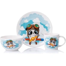 Набор детской посуды Ardesto Panda pilot 3 предмета фарфор (AR3451PS): Материал фарфор