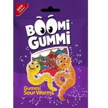 Цукерки Boomi Gummi Sour worms желейні 70 г (5902574396662): Вага, г 70