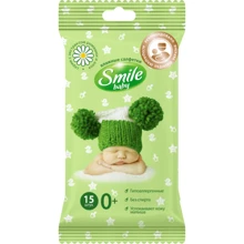 Вологі серветки для немовлят Smile Baby Екстракт ромашки та алое, 15 шт. (42106161): Виробник Smile Baby