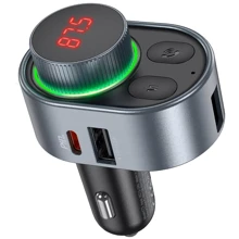 FM-трансмітер + зарядний пристрій Hoco E72 PD30W Alegria car BT FM transmitter Metal Gray: Виробник HOCO