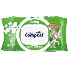 Дитячі вологі серветки Ultra Compact Ecopack 72 шт з клапаном: Виробник Ultra Compact