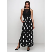 Спідниця H & M 3772263 38 чорно-біла А-силует довга максі: Матеріал Віскоза