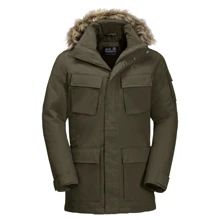 Парка Jack Wolfskin Glacier Canyon Parka 1107673-4144 46 серо-зеленая зимняя с капюшоном и мехом: Вид Парки