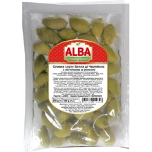 Оливки ALBA FOOD зелені з кісточкою Белла ді Черіньола 400 г (8051380010396): Вага нетто 400 г
