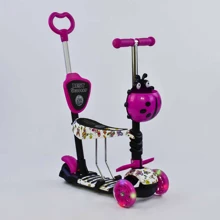 Самокат 5в1 Best Scooter, PU колеса, подсветка колес, Абстракция Pink/Black (74060): Количество колес 3