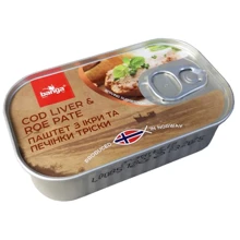 Паштет BANGA из икры и печени трески 120 г (4751017403754): Вес нетто 120 г