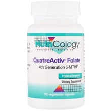 Nutricology QuatreActiv Folate 90 Veg Caps Метилфолат 5-MTHF: Тип Витамин B